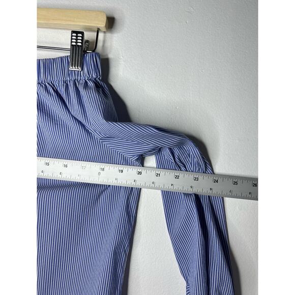Zara Blue & White Pinstripe Off the Shoulder Blouse XS - Picture 4 of 8